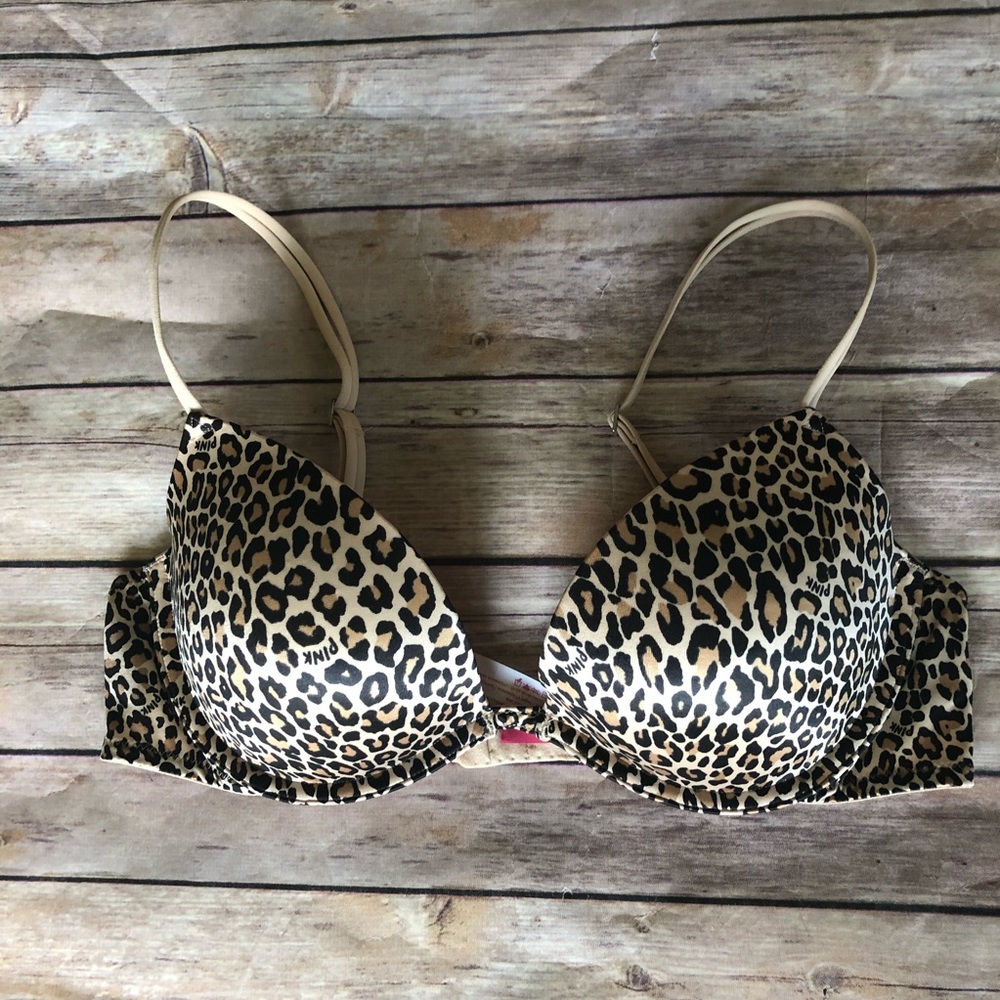 Pink Victoria  secret cheetah prints push-up bra